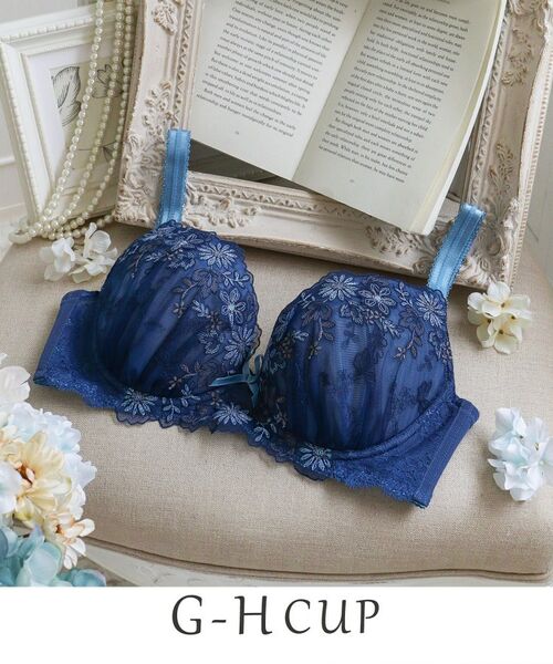 Risa Magli / リサマリ ブラ | リゼット ブラジャー (G-H) ＜Glamor Bra／バストアップタイプ＞（ブルー(092)）