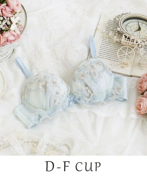 Risa Magli / リサマリ ブラ | フリート ブラジャー (D-F) ＜リサマリミラクル谷間ブラ＞（サックスブルー(090)）