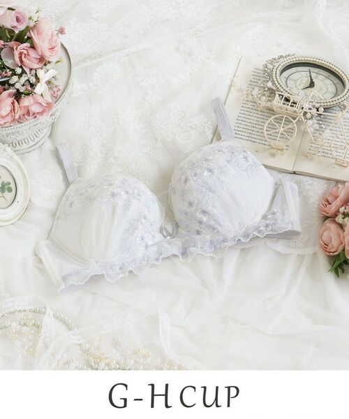 Risa Magli / リサマリ ブラ | フリート ブラジャー (G-H) ＜Glamor Bra／サイドすっきりタイプ＞（ホワイト(001)）