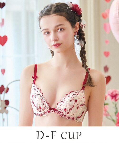 Risa Magli / リサマリ ブラ | ヘルティー ブラジャー (D-F) ＜リサマリミラクル谷間ブラ＞（レッド(061)）