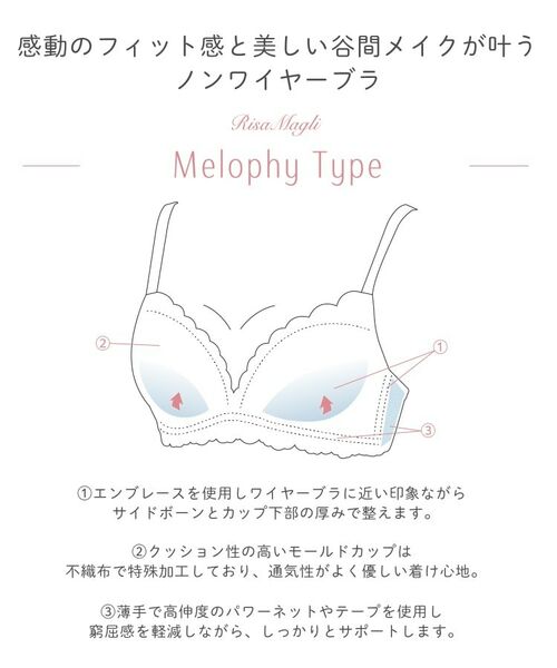 Risa Magli / リサマリ ブラ | フルーリ ノンワイヤーブラ (B-C) ＜メロフィータイプ＞ | 詳細23