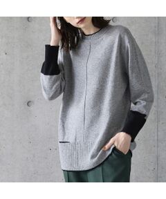 カシミアカラーブロックニット
