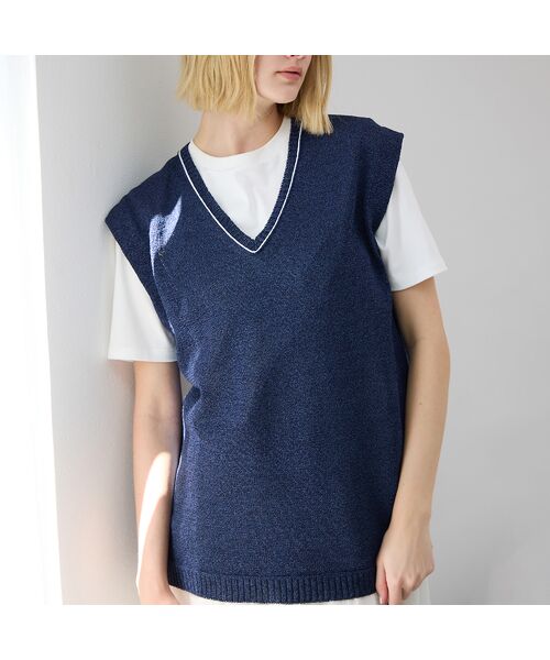 ノースリーブセーター 黒 グレー　L 予約]バイカラーシアーニットノースリーブ/グレー – Lumier