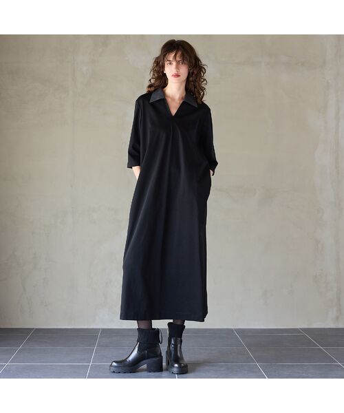 R-ISM / リズム ミニ丈・ひざ丈ワンピース | 【接触冷感・UVカット】ポロ襟ジャージーワンピース | 詳細4