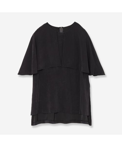 R-ISM/リズム 【セットアップ対応・洗える】サテンピーチケープブラウス ブラック 6 R-ISM/リズム 【セットアップ対応・洗える】サテンピーチケープブラウス ブラック 6