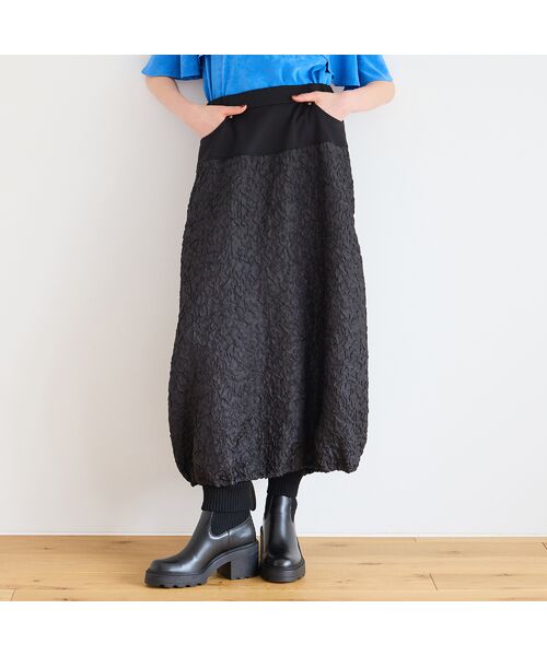 R-ISM / リズム ミニ・ひざ丈スカート | 【洗える・S/M/Lサイズあり】ジャージーコンビフクレジャカードスカート | 詳細1