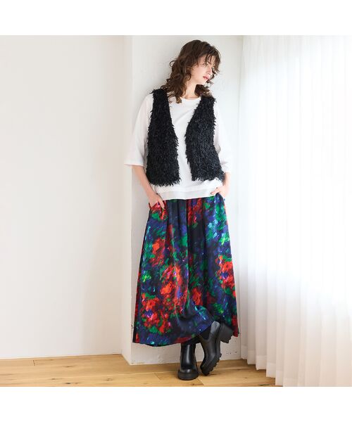 R-ISM / リズム ミニ・ひざ丈スカート | 【IMPORT PRINT】プリントキュロットスカート | 詳細5