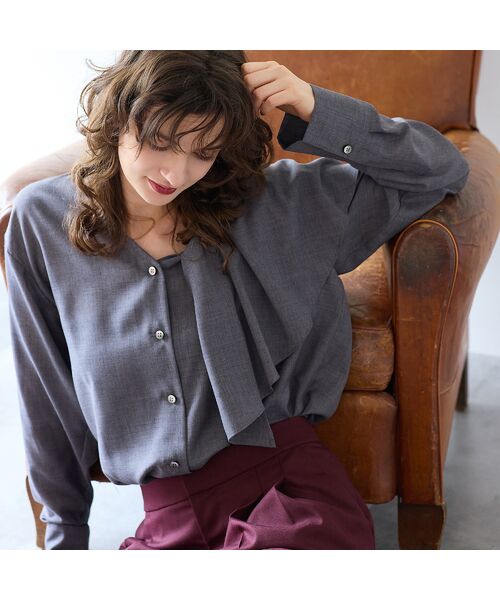 R-ISM / リズム シャツ・ブラウス | 【洗える・S/M/Lサイズあり】アシンメトリーラッフルブラウス | 詳細10