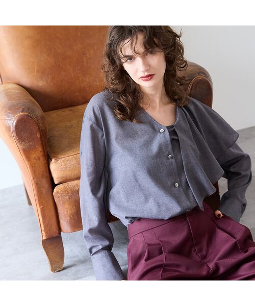 R-ISM / リズム シャツ・ブラウス | 【洗える・S/M/Lサイズあり】アシンメトリーラッフルブラウス | 詳細5