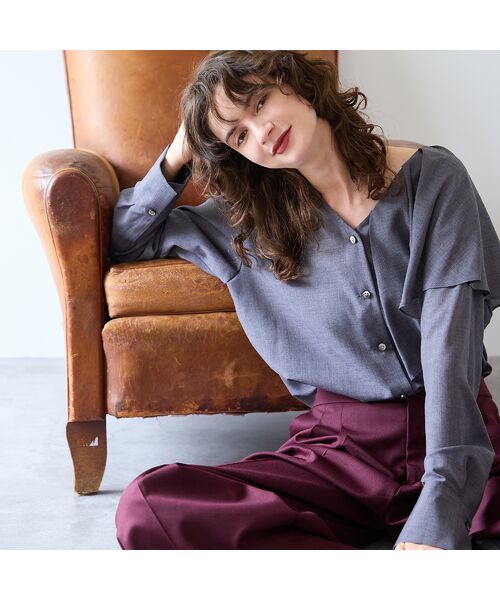 R-ISM / リズム シャツ・ブラウス | 【洗える・S/M/Lサイズあり】アシンメトリーラッフルブラウス | 詳細6