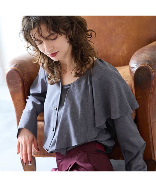 R-ISM / リズム シャツ・ブラウス | 【洗える・S/M/Lサイズあり】アシンメトリーラッフルブラウス | 詳細8