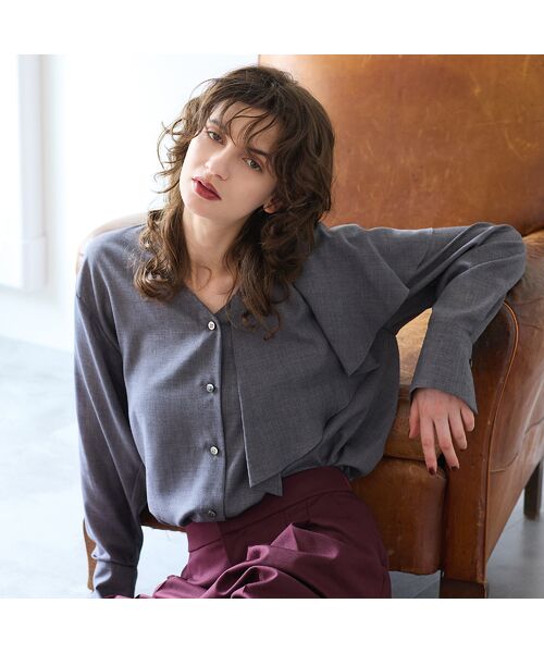 R-ISM / リズム シャツ・ブラウス | 【洗える・S/M/Lサイズあり】アシンメトリーラッフルブラウス | 詳細9