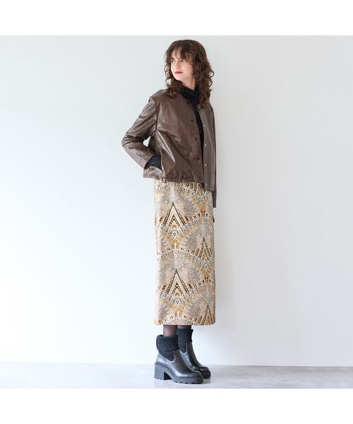 R-ISM / リズム ミニ・ひざ丈スカート | 【インポート素材・洗える】ピーコックジャカードスカート | 詳細7