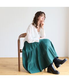 R-ISM / リズム ミニ・ひざ丈スカート | ピーチタフタティアードスカート