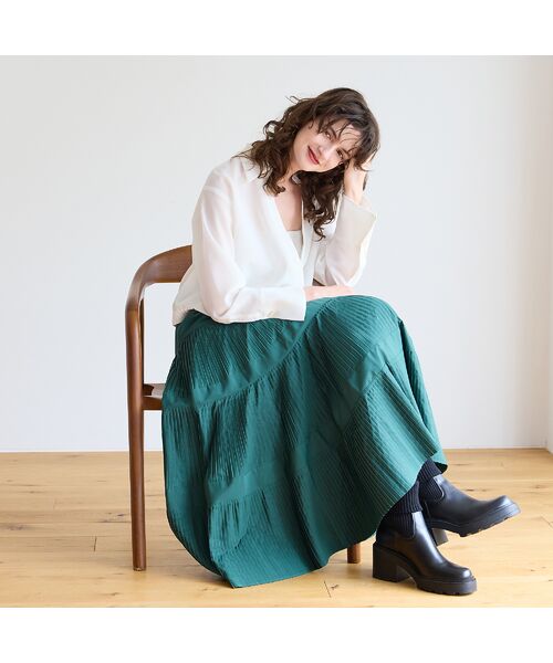 R-ISM / リズム ミニ・ひざ丈スカート | ピーチタフタティアードスカート | 詳細7