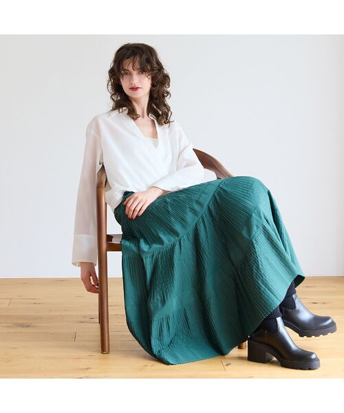 R-ISM / リズム ミニ・ひざ丈スカート | ピーチタフタティアードスカート | 詳細8