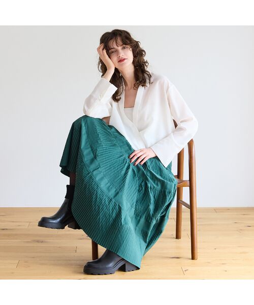 R-ISM / リズム ミニ・ひざ丈スカート | ピーチタフタティアードスカート | 詳細9