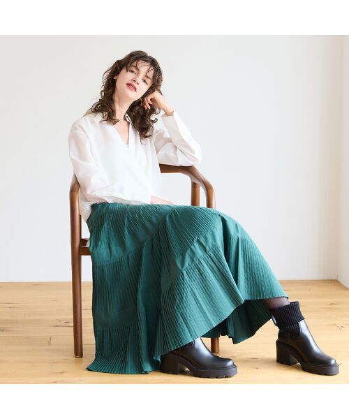 R-ISM / リズム ミニ・ひざ丈スカート | ピーチタフタティアードスカート | 詳細10