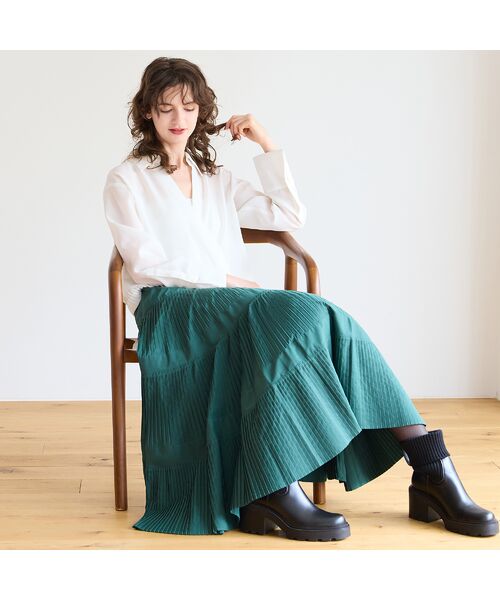 R-ISM / リズム ミニ・ひざ丈スカート | ピーチタフタティアードスカート | 詳細11