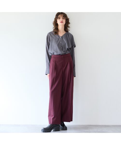 R-ISM / リズム その他パンツ | 【洗える・S/M/Lサイズあり】ツイルストレッチタックワイドパンツ | 詳細13