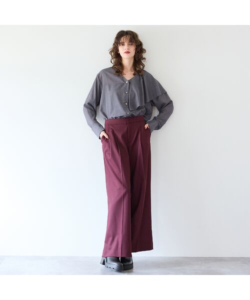 R-ISM / リズム その他パンツ | 【洗える・S/M/Lサイズあり】ツイルストレッチタックワイドパンツ | 詳細14
