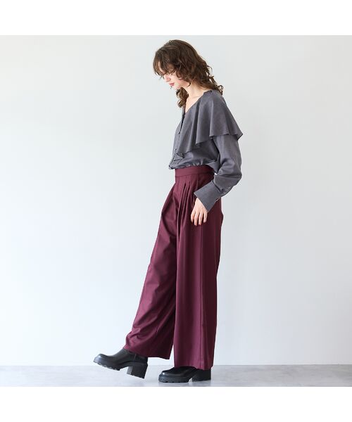 R-ISM / リズム その他パンツ | 【洗える・S/M/Lサイズあり】ツイルストレッチタックワイドパンツ | 詳細15