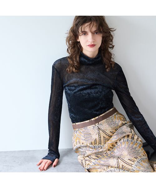 R-ISM / リズム カットソー | 【洗える】メッシュベロアタートルカットソー | 詳細13