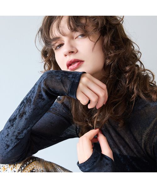 R-ISM/リズム 【洗える】メッシュベロアタートルカットソー ブラック 6