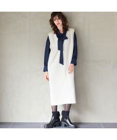 R-ISM / リズム ミニ丈・ひざ丈ワンピース | 【洗える】Vネックジャンパースカート