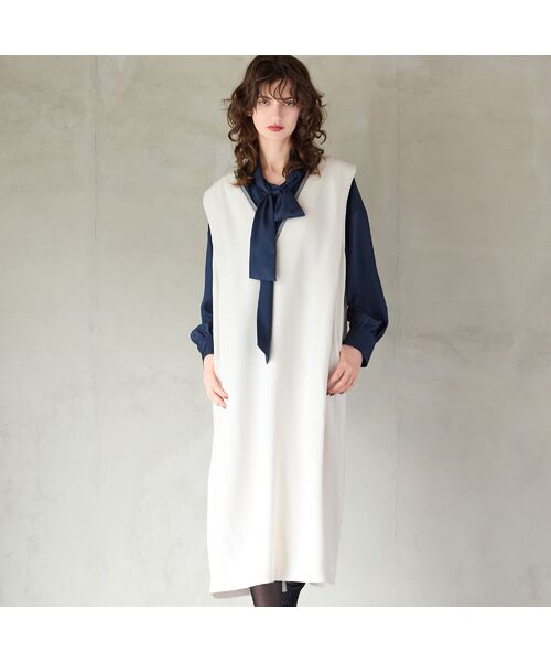 R-ISM / リズム ミニ丈・ひざ丈ワンピース | 【洗える】Vネックジャンパースカート | 詳細1