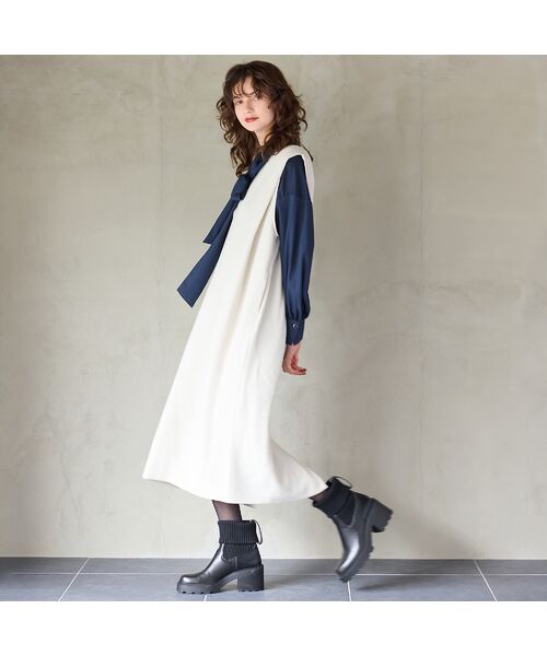 R-ISM / リズム ミニ丈・ひざ丈ワンピース | 【洗える】Vネックジャンパースカート | 詳細6