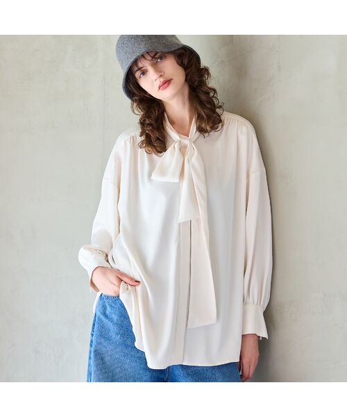 R-ISM/リズム 【吸汗速乾・紫外線防止・洗える】ボウタイブラウス オフ 4