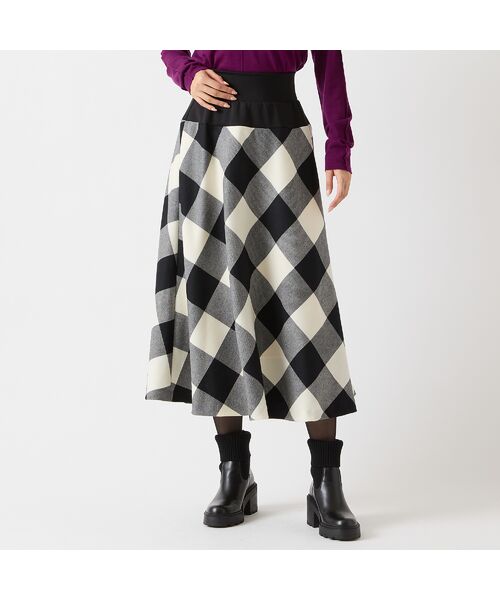 R-ISM / リズム ミニ・ひざ丈スカート | 【追加生産・尾州ウール・S/M/Lサイズあり】チェックフレアースカート | 詳細2