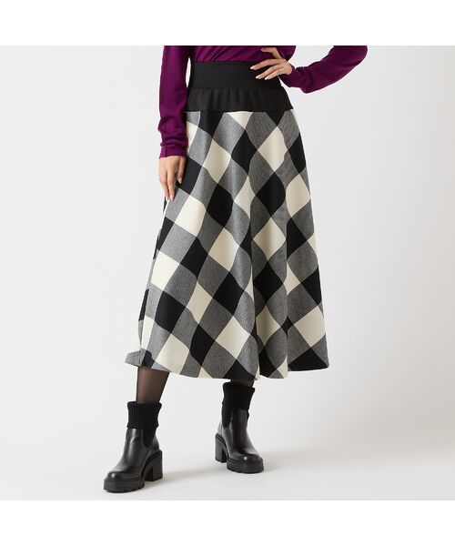R-ISM / リズム ミニ・ひざ丈スカート | 【追加生産・尾州ウール・S/M/Lサイズあり】チェックフレアースカート | 詳細3