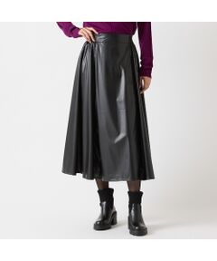 R-ISM / リズム ミニ・ひざ丈スカート | 【インポート素材・洗える】フェイクレザーギャザースカート