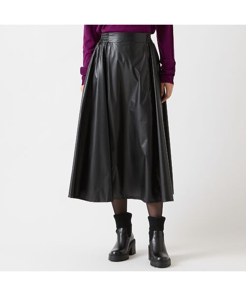 R-ISM / リズム ミニ・ひざ丈スカート | 【インポート素材・洗える】フェイクレザーギャザースカート | 詳細5