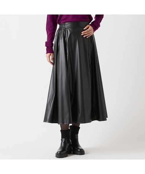 R-ISM / リズム ミニ・ひざ丈スカート | 【インポート素材・洗える】フェイクレザーギャザースカート | 詳細6