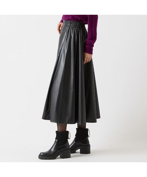 R-ISM / リズム ミニ・ひざ丈スカート | 【インポート素材・洗える】フェイクレザーギャザースカート | 詳細7