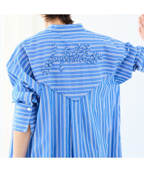 R-ISM / リズム ミニ丈・ひざ丈ワンピース | 【ロゴ刺繍・洗える】ストライプブロードシャツワンピース | 詳細10