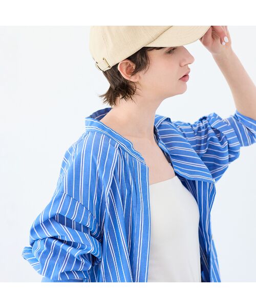 R-ISM / リズム ミニ丈・ひざ丈ワンピース | 【ロゴ刺繍・洗える】ストライプブロードシャツワンピース | 詳細11