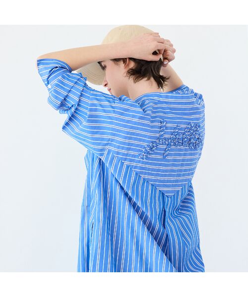 R-ISM / リズム ミニ丈・ひざ丈ワンピース | 【ロゴ刺繍・洗える】ストライプブロードシャツワンピース | 詳細16