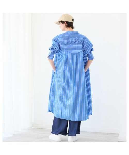 R-ISM / リズム ミニ丈・ひざ丈ワンピース | 【ロゴ刺繍・洗える】ストライプブロードシャツワンピース | 詳細8