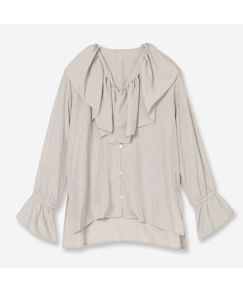 R-ISM / リズム シャツ・ブラウス | 【洗える】ワッシャーサテンフリルブラウス（ライトベージュ）