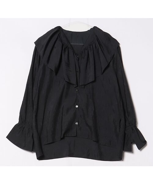 R-ISM / リズム シャツ・ブラウス | 【洗える】ワッシャーサテンフリルブラウス（ブラック）