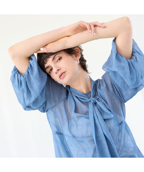 R-ISM / リズム シャツ・ブラウス | 【セットアップ対応・洗える・S/M/Lサイズ】シフォンデニムプリントブラウス | 詳細14