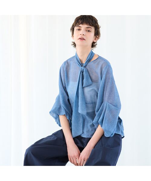 R-ISM / リズム シャツ・ブラウス | 【セットアップ対応・洗える・S/M/Lサイズ】シフォンデニムプリントブラウス | 詳細15