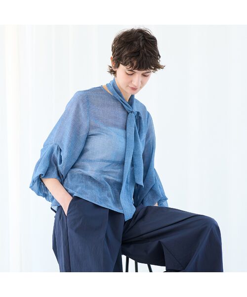 R-ISM / リズム シャツ・ブラウス | 【セットアップ対応・洗える・S/M/Lサイズ】シフォンデニムプリントブラウス | 詳細16