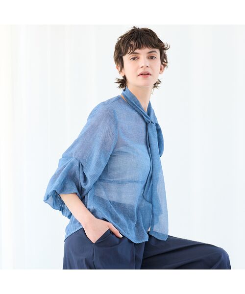 R-ISM / リズム シャツ・ブラウス | 【セットアップ対応・洗える・S/M/Lサイズ】シフォンデニムプリントブラウス | 詳細17