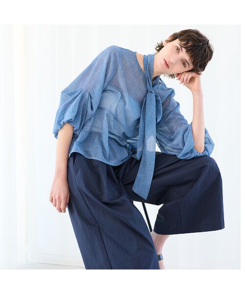 R-ISM / リズム シャツ・ブラウス | 【セットアップ対応・洗える・S/M/Lサイズ】シフォンデニムプリントブラウス | 詳細18