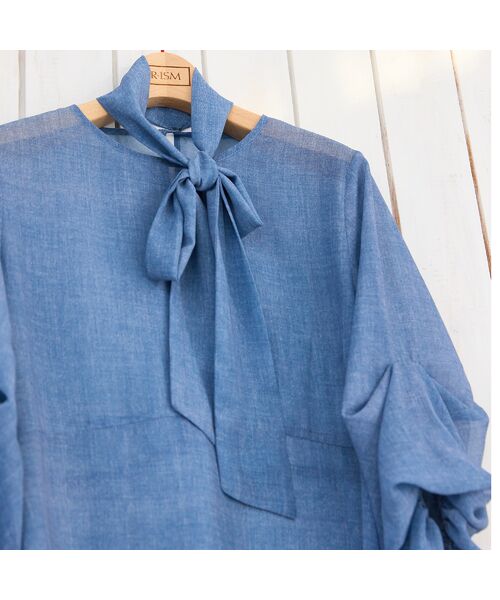 R-ISM / リズム シャツ・ブラウス | 【セットアップ対応・洗える・S/M/Lサイズ】シフォンデニムプリントブラウス | 詳細8